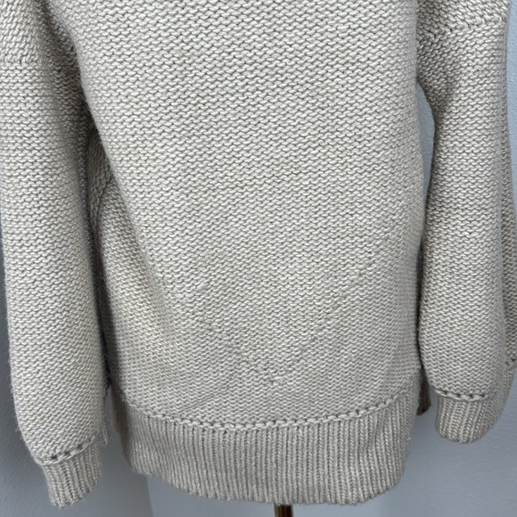 System Chunky Beige Oatmeal High-Neck Wool-Blend Button-Up Cardigan sz M - Picture 9 of 12